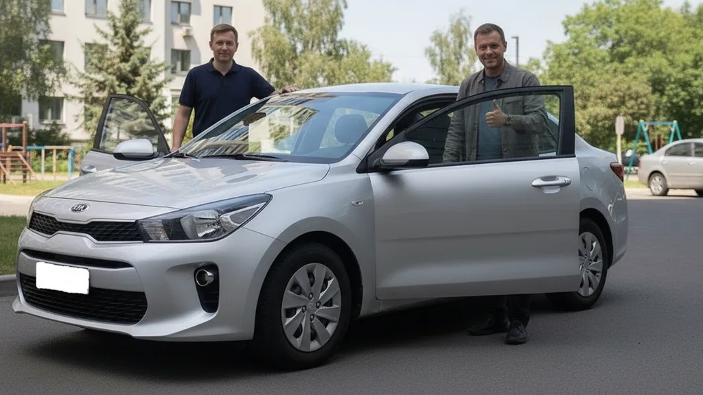 Мастер аккуратно открывает дверь легкового автомобиля специальным инструментом